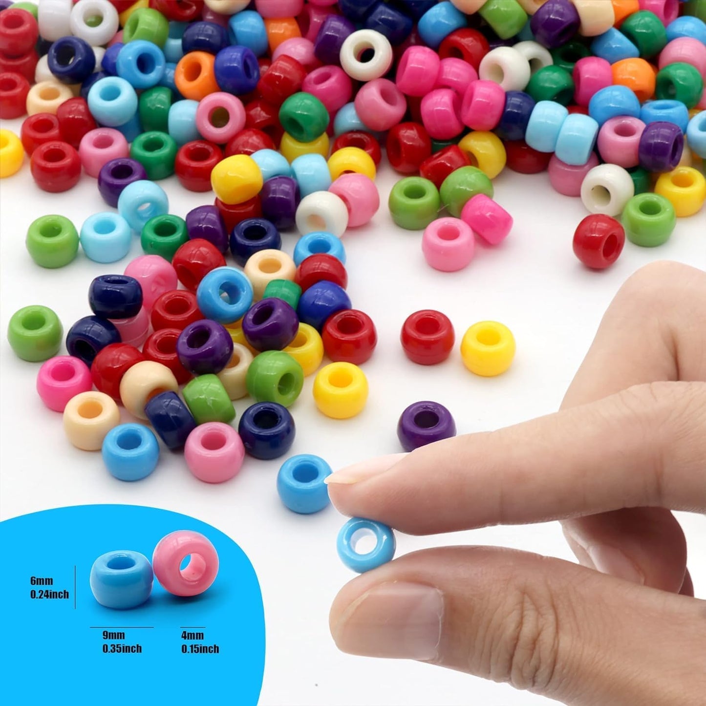 Auvoua 1000Pcs Pony Beads Bracelet 9mm Yellow Plastic Barrel Pony Beads for Necklace,Hair Beads for Braids,Key Chain,Jewelry Making (Yellow)