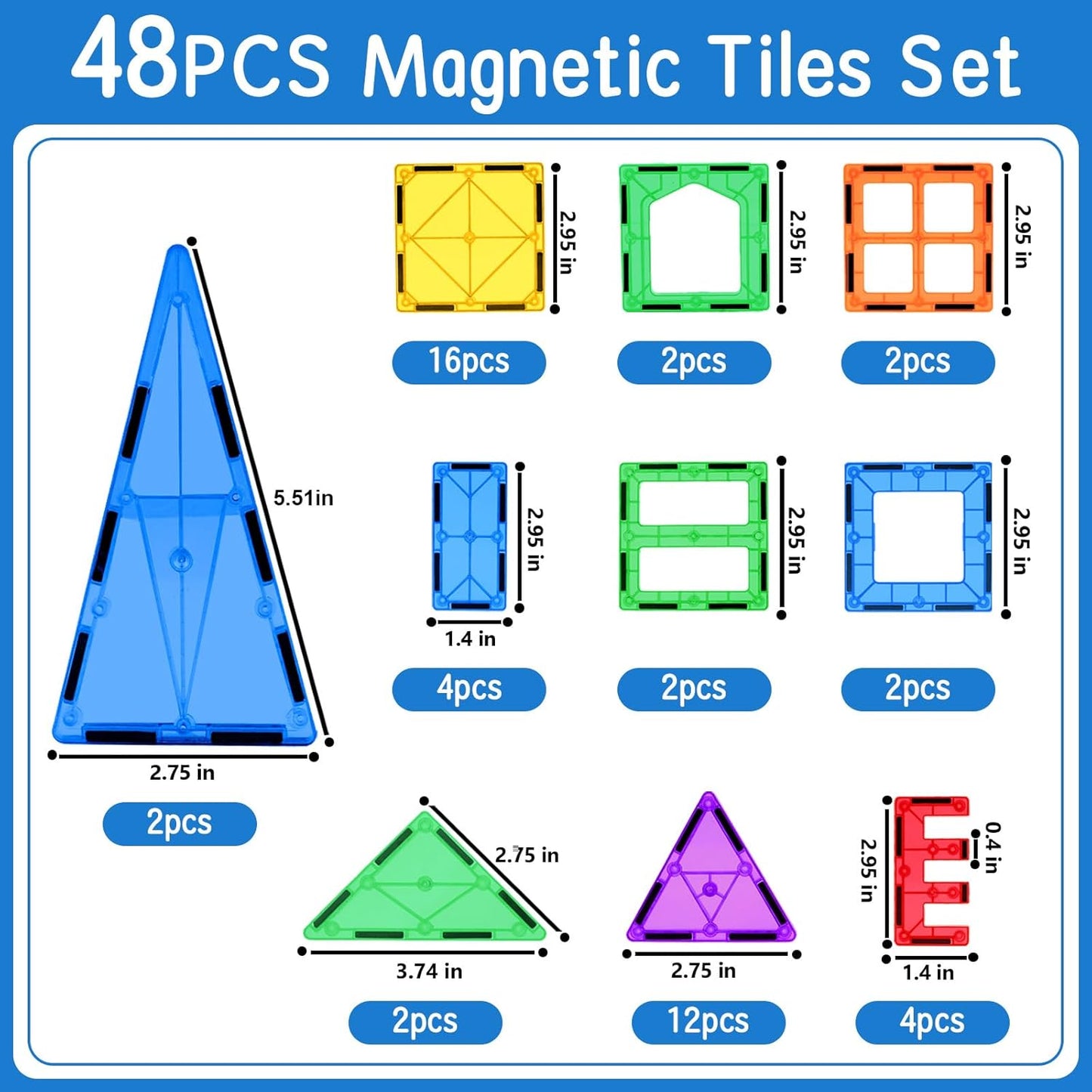 Magnetic Tiles, Magnetic Blocks Engineering Construction Vehicle Road Set, Toddler Toys for 3 4 5 Year Old Boys Girls Montessori Preschool Classroom Must Haves STEM Educational Kids Toys Birthday Gift