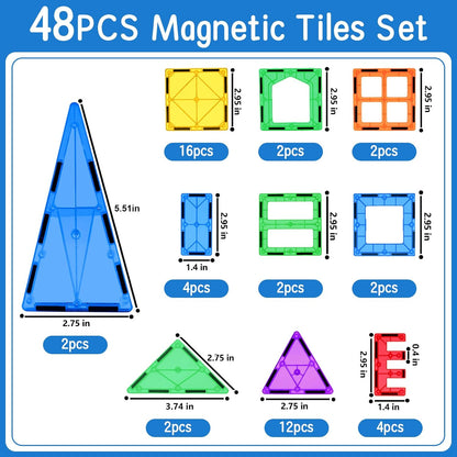 Magnetic Tiles, Magnetic Blocks Engineering Construction Vehicle Road Set, Toddler Toys for 3 4 5 Year Old Boys Girls Montessori Preschool Classroom Must Haves STEM Educational Kids Toys Birthday Gift