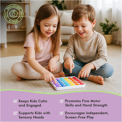 OmniHaven™ 3-Pack Sensory Fidget Toys for Kids (Ages 5–12) – Quiet Pop It, Click Keyboard & Stress Balls – Classroom Calm Down Kit for Focus, ADHD, Travel, Party Favors & Gifts