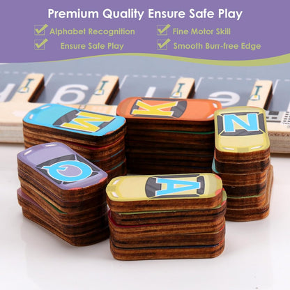 Magnetic Wooden Fishing Game Toy for Toddlers, Alphabet Fish Catching Counting Games Puzzle with Numbers and Letters, Preschool Learning ABC Math Educational Toys 3 4 5 Years Old Girl Boy Kids