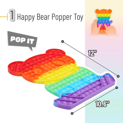 Mr. Pen- Pop Fidget Sensory Toys, Happy Bear Shape, Sensory Stress Relief Squeeze Toys for Kids & Adults, Silicone Bubble Popping Game for Anxiety, Fun
