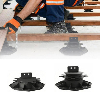10-Pack Adjustable Deck Support Pedestal for Floating Deck Platform, Height Adjustment Range from 1-3/16" to 2-3/8", Black, Durable Deck Blocks, Easy Installation, Versatile Use