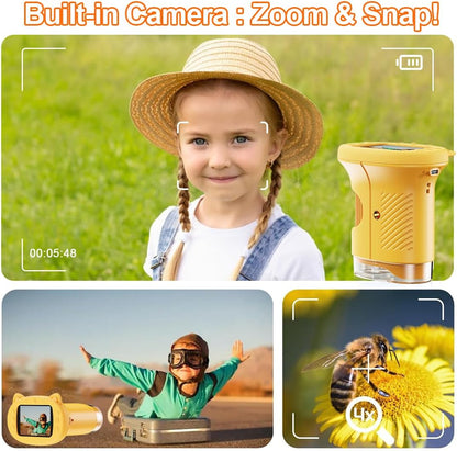1000X Handheld Digital Microscope for Kids, 4K Kids Microscope with 2.4" Screen, 200–1000X Magnification, Portable STEM Educational Toy for Boys and Girls Ages 5–12 (White)