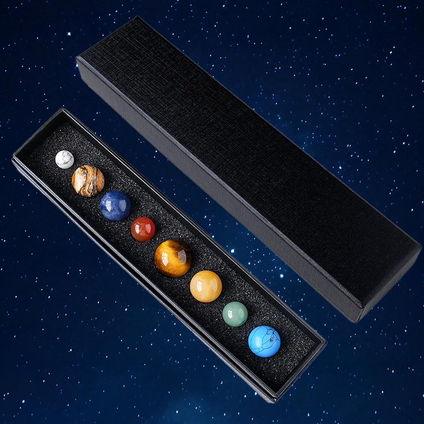 Runyangshi Nine Planets Solar System Model Crystal Ball - Natural Crystal Gemstone Marble Space Home Desk Decoration - Creative Gifts