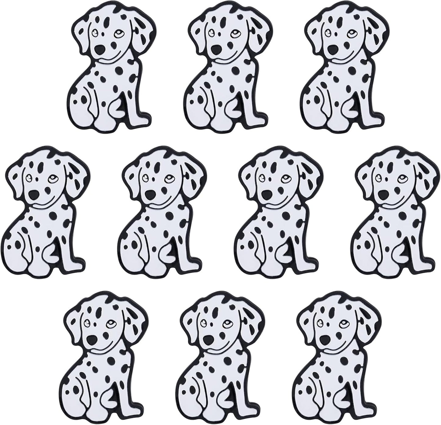 10Pcs Animal Silicone Beads for Keychain Making Cute Puppy Focal Beads for Pens Dalmatian Dog Animal Focals for Bracelets Necklace Earrings Jewelry Making