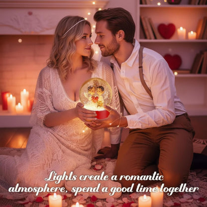 Irenare 2 Set Valentines DIY Snow Globes Set Warm Light Make Your Own Snow Globe with LED Light White Wooden Base Clear Plastic Globe Kit for Valentine Christmas Decor Gift