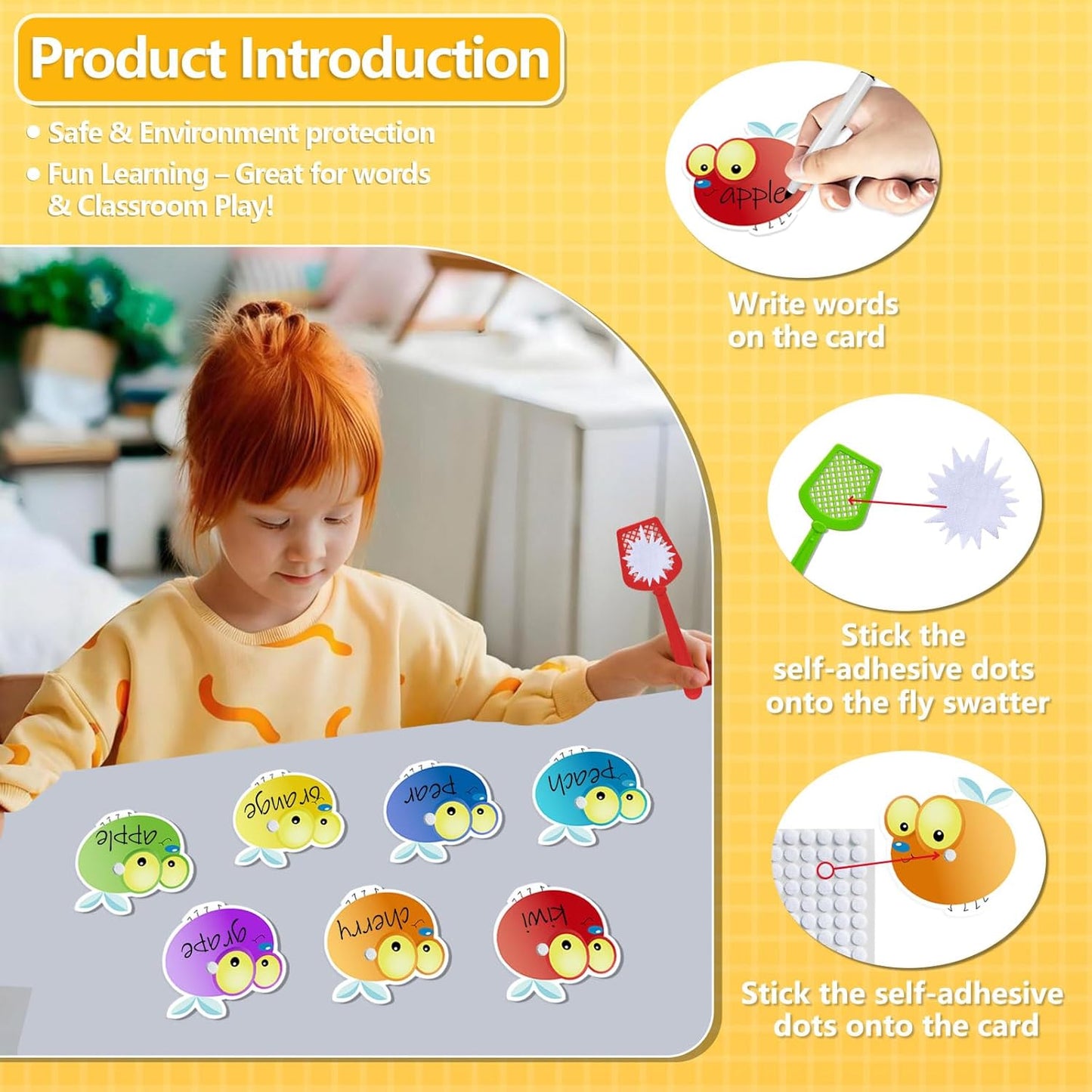Sight Word Game Dry Erase Cards Fly Swatters Multi Pack Montessori Toy Flashcards Math Games Educational Games Reading Phonic Toy