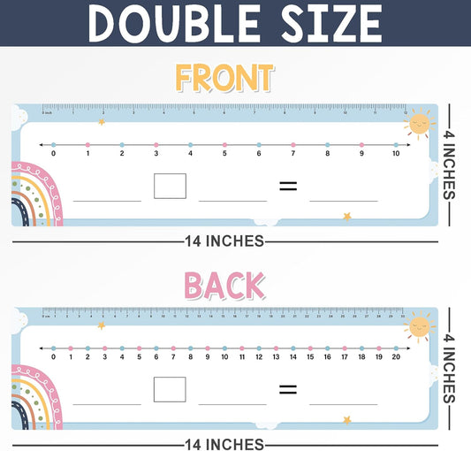 26 Pack Boho Number Line Dry Erase Boards Cards, 14"x4", Double-Sided, 0-10 on One Side & 0-20 on Other Side, Math Manipulatives for Student, Education Classroom Must Haves