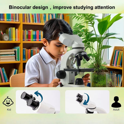 Compound Binocular Microscope for Kids Adults Students,40X-2000X,Microscope Kits for Home Eduaction,Learning Kits(White/Black)