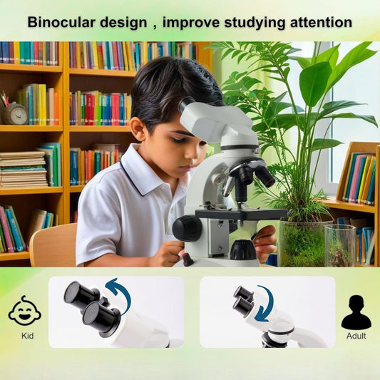 Compound Binocular Microscope for Kids Adults Students,40X-2000X,Microscope Kits for Home Eduaction,Learning Kits(White/Black)