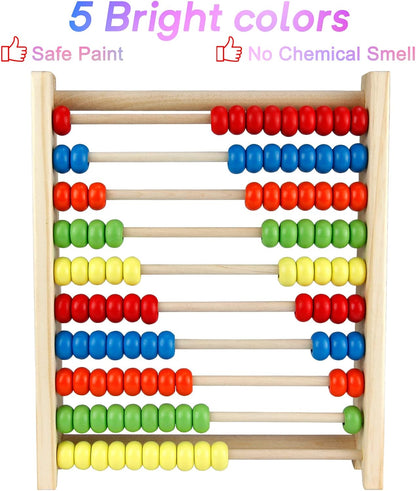 Sealive Wooden Counting Toy - 50 Beads Abacus for Kids Math, Cartoon Giraffe Counters for Kids, Counting Toys for Preschool Learning & Development, Develops Coordination, Motor Skills