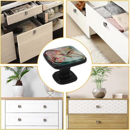 4 Pack Cabinet Knobs Drawer Pulls, 30mm Round ABS Glass Drawer Hardware Growing Butterfly Cabinet Handles with Screws for Dressers Kitchens Cupboard