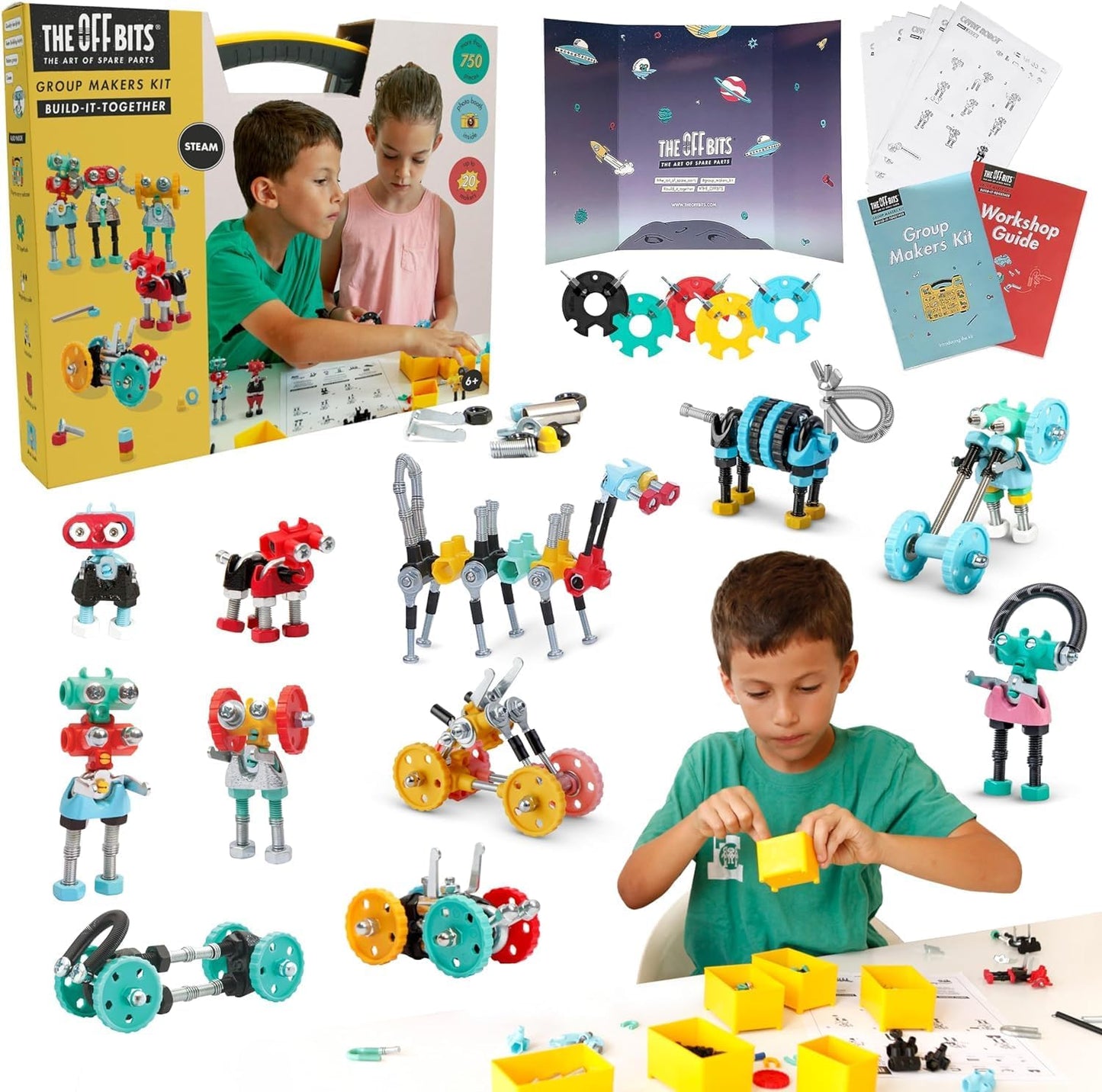 The Off Bits Space Mission Educational Build Your Own Robot Toy, Stem Building Toys for Boys and Girls, Valentine Birthday Gift for Kids Montessori Play Kit, Steam Toys for Kids Ages 6 7 8 9+