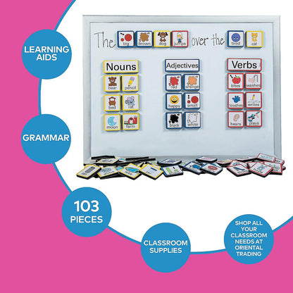 Fun Express Sentence Building Foam Magnets 103 Pieces - Educational Toys for Kindergarten Classroom Must Haves | Speech Therapy Materials & Learning Games for Kids | Sight Word Games & Reading Tools