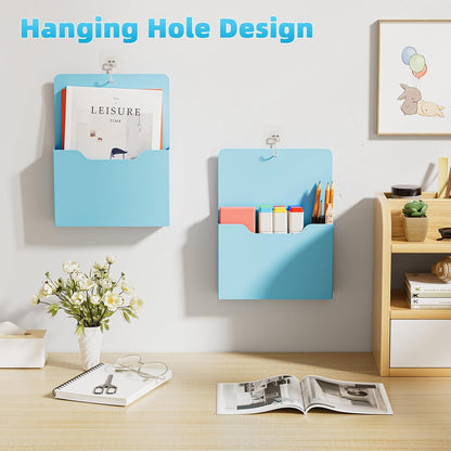Magnetic File Holder - Magnetic Paper Holder, Pocket Organizer Office Supplies Storage Mail Organizer for Notebooks,Planners,Letter (Black)