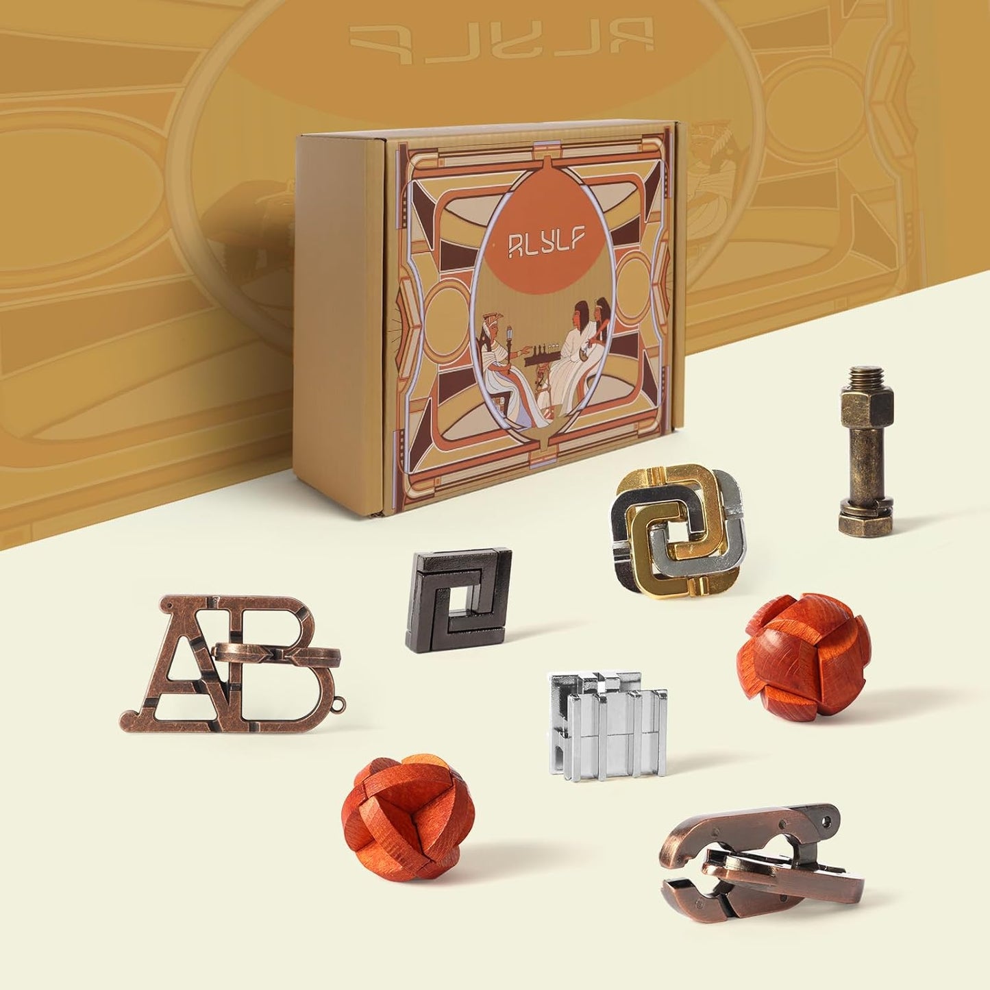 RLYLF 8 Pieces IQ Logic Training Brain Teaser Puzzles for Adults and Kids Family Games Party Favor Coffee Time Challenging Assembly and Disassembly Desk Toys