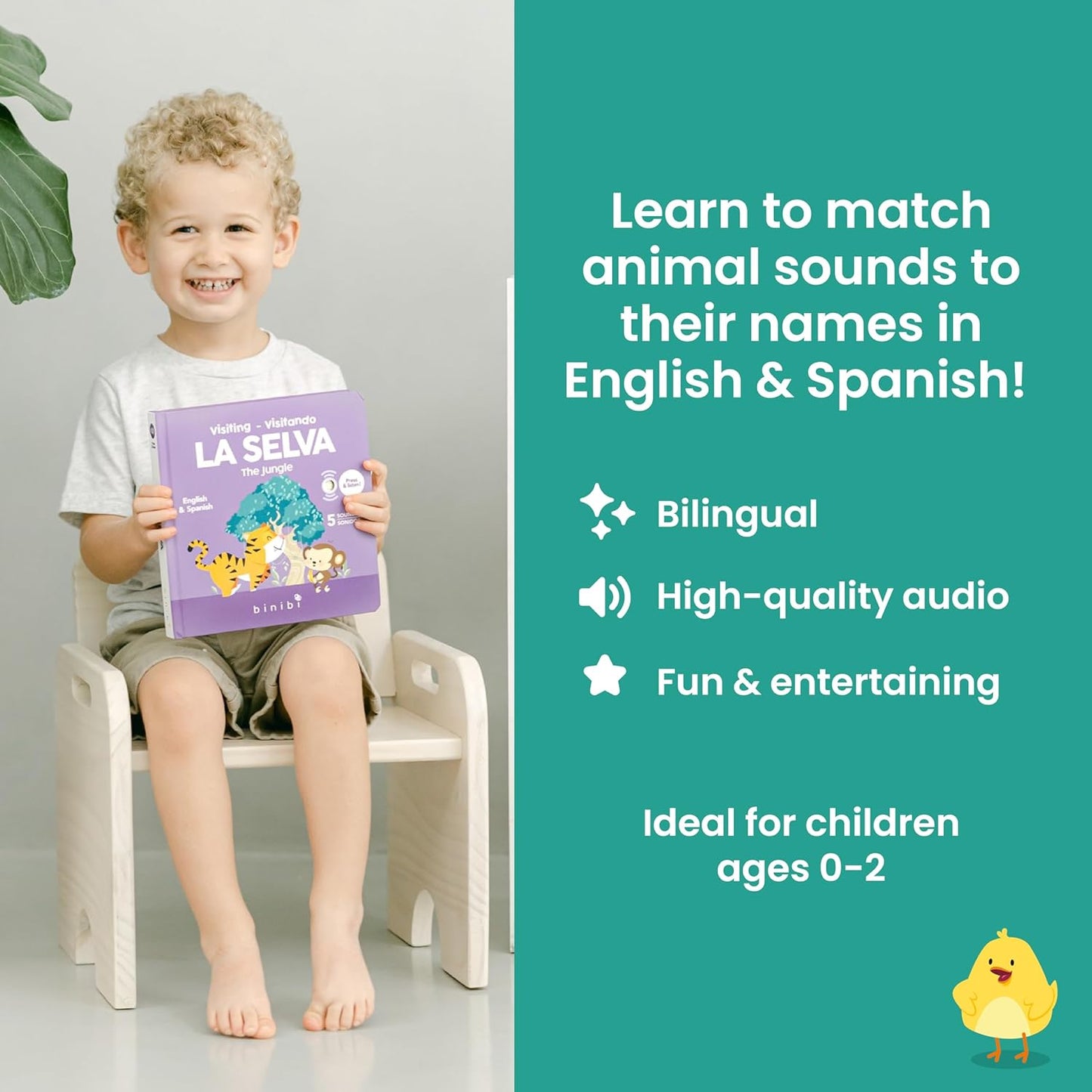 Binibi La Granja Bilingual Sound Book - Interactive Spanish Learning for Babies - Ages 1-5