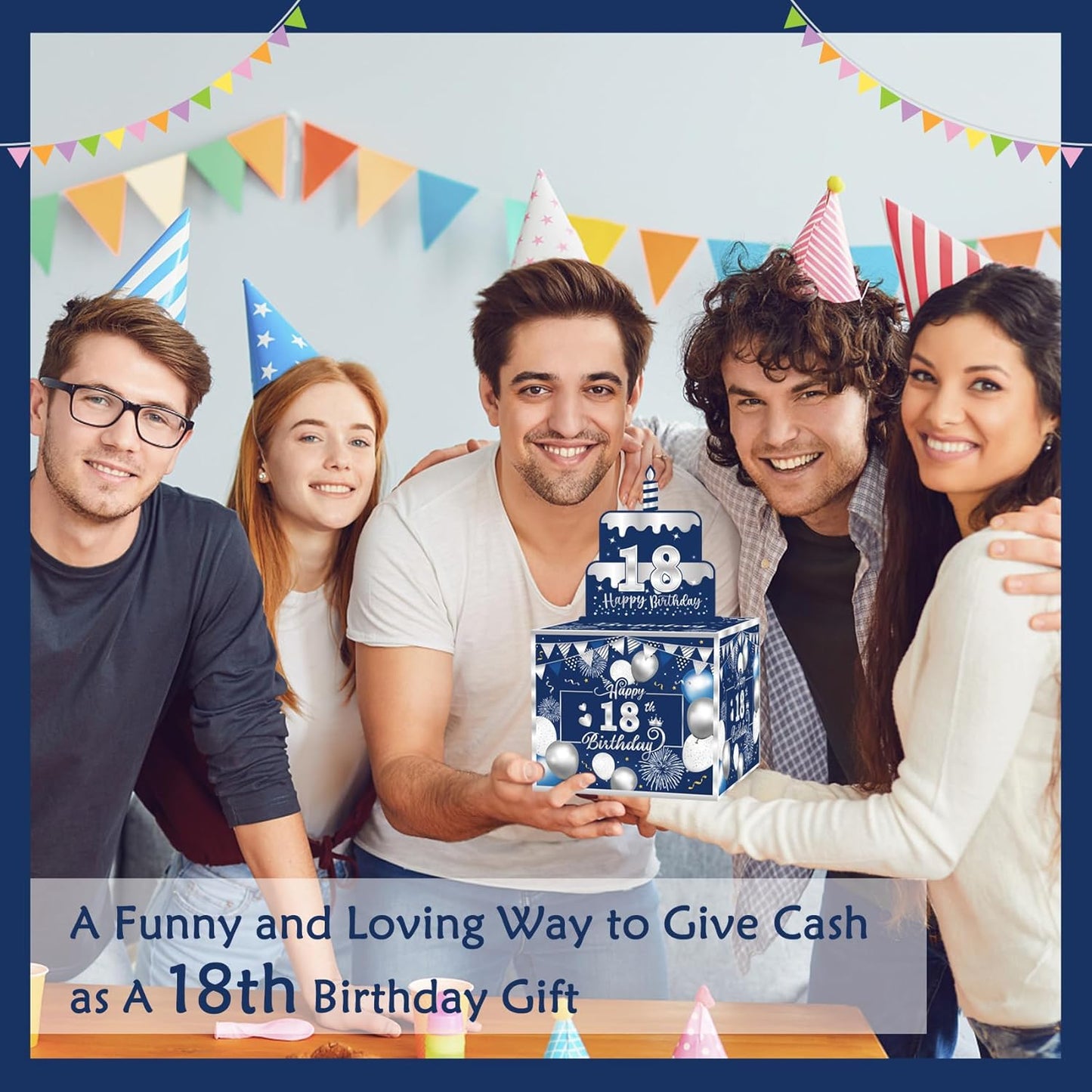 Birthday Money Box for Cash Gift Pull, Surprise Gift Boxes for Money, Money Holder Box with Pull Out Happy Birthday Card and 50Pcs Transparent Bags, Money Gift Ideas for Kids and Adults