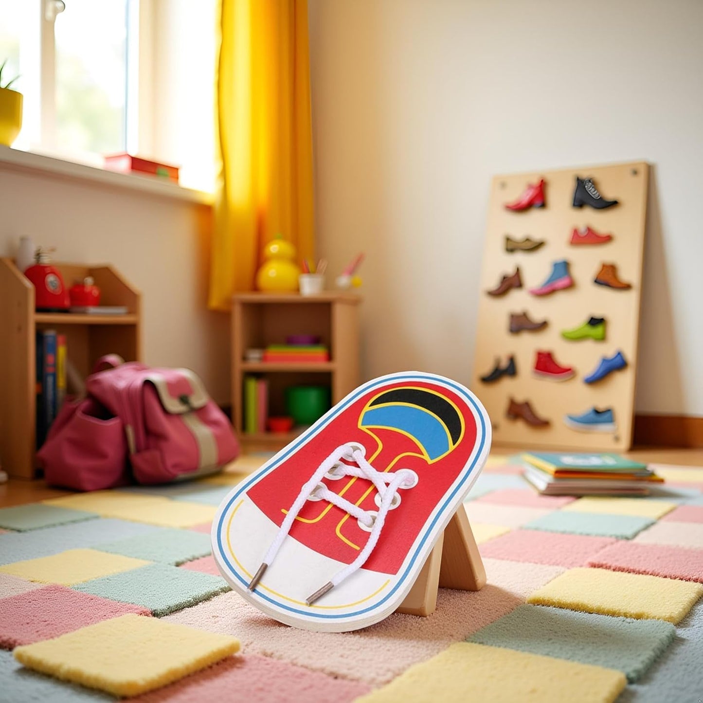 Shoe Tying Practice, Wooden Learn to Tie Your Own Shoes Threading Lacing Shoes Training Early Learning Kits | Threading Lacing Shoes Training Board Early Learning, Decorative Accessories