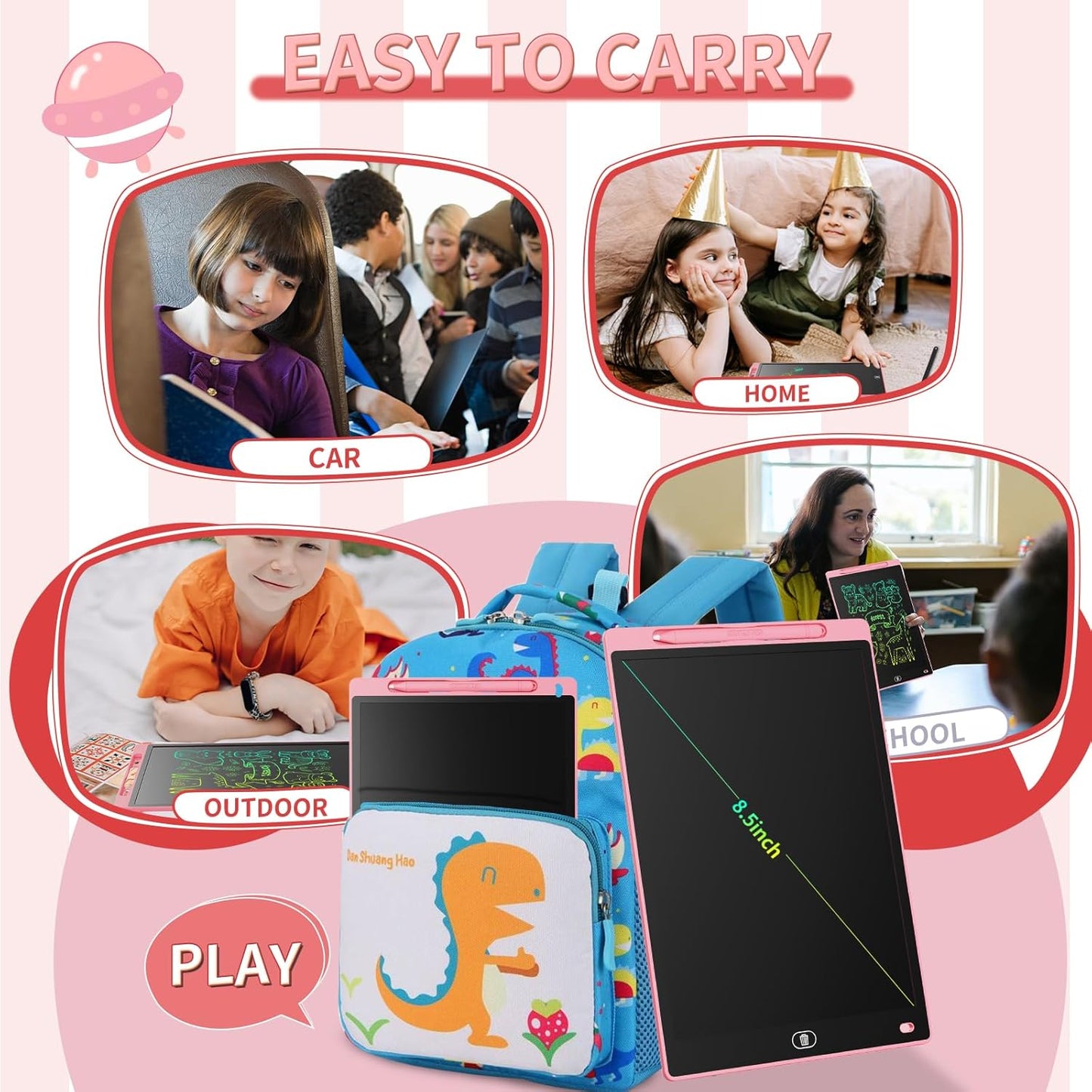 [2 Pack] Genialba LCD Writing Tablet 12-Inch Colorful Doodle Board, Toddler Learning Educational Toys Gifts for 3-8 Years Old Girls and Boys, Electronic Drawing Pad for Kids (Pink&Blue)