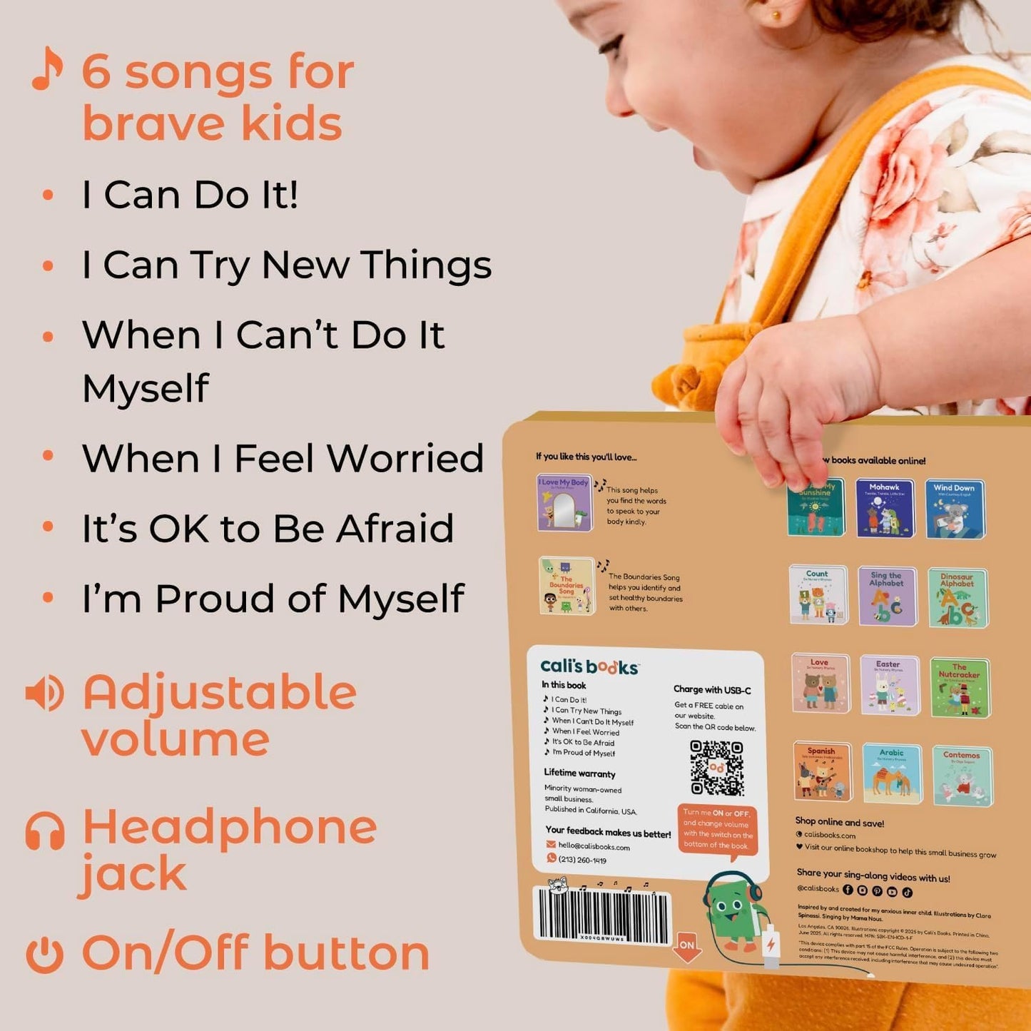 Cali’s Books Wind Down – USB-C Rechargeable Baby Book for Toddlers 1-3, Headphone Jack, Expert-Designed Bedtime Musical Book with Gentle Activities and Affirmations for a Calming Nightly Routine