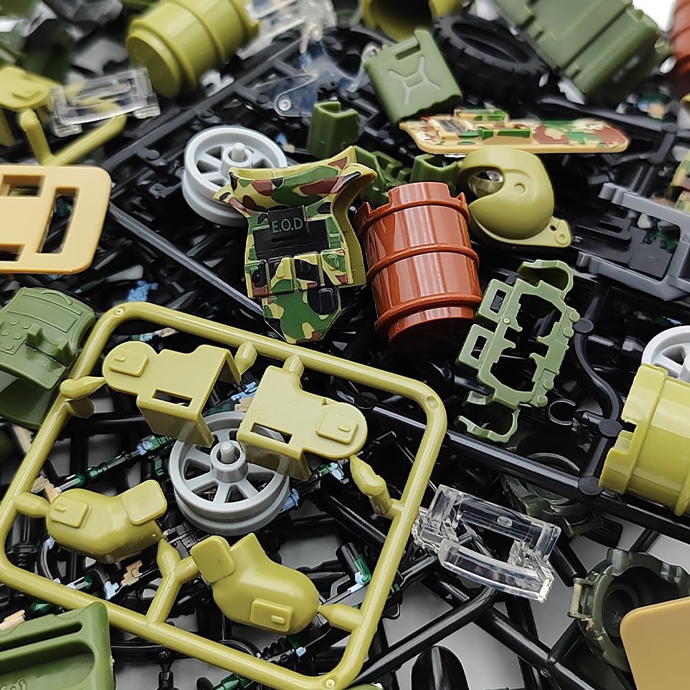CONVENTEJOY Military Weapon Guns Accessories for Minifigure Block Toys Include Camouflage Helmets E.O.D Suits Shields for Army Soldiers Gear Set Building Kits Kids Toy(260pcs)