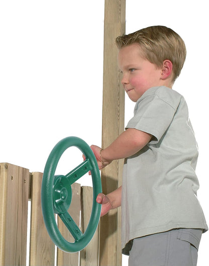 RedSwing Playground Accessories for Kids, Outdoor Swingset Attachments with Pirate Ship Wheel, Toy Telescope, Telephone and Safety Handles (Yellow and Green)