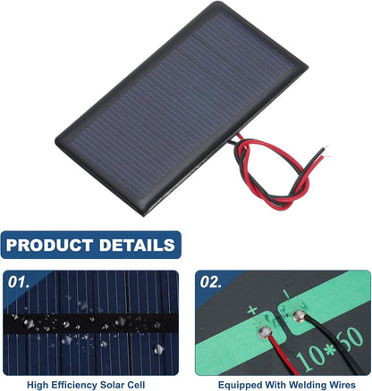 MECCANIXITY 2 Pcs 5.5V 0.44W 70mA Mini Solar Panels, Small Polycrystalline Solar Cell Panel with 2 Cable for DIY Electric Toy Materials Kits Charger, 60mm x 60mm