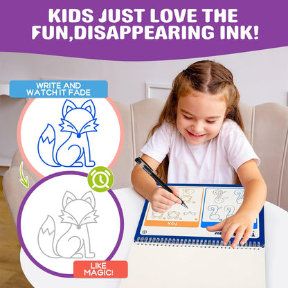 Magic Grooved Writing Practice for Kids Ages 3-8 – Large 11.2"x7.5" Reusable Handwriting Workbook (5 Books) – Preschool Learning Activities, Kindergarten Educational Tracing Toys for Boys & Girls