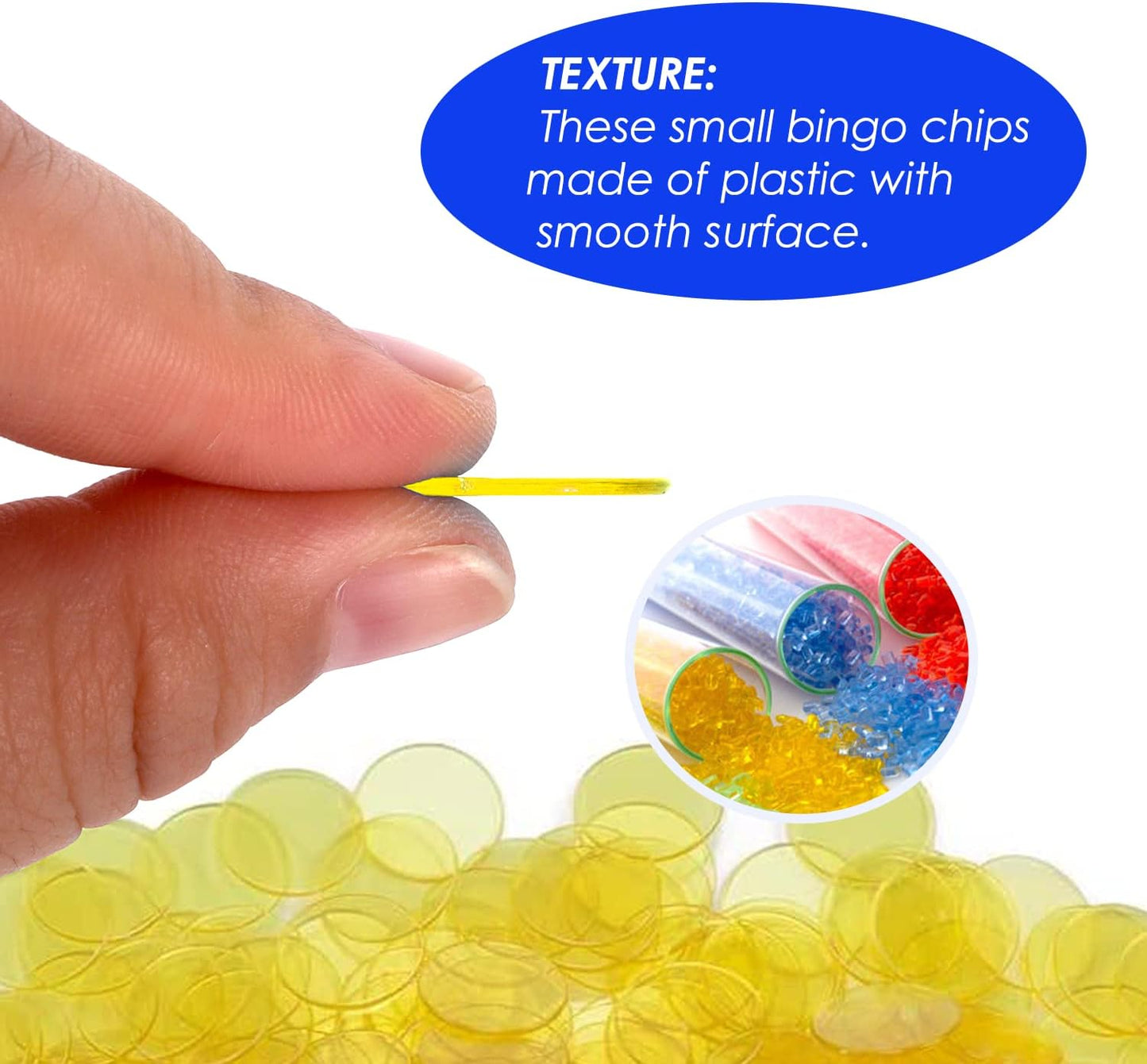 GSE Games & Sports Expert Blue Bingo Chips, 500 Pieces 3/4-Inch High-Contrast Transparent Counting Chips for Bingo Games, Parties