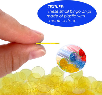 GSE Games & Sports Expert Blue Bingo Chips, 500 Pieces 3/4-Inch High-Contrast Transparent Counting Chips for Bingo Games, Parties