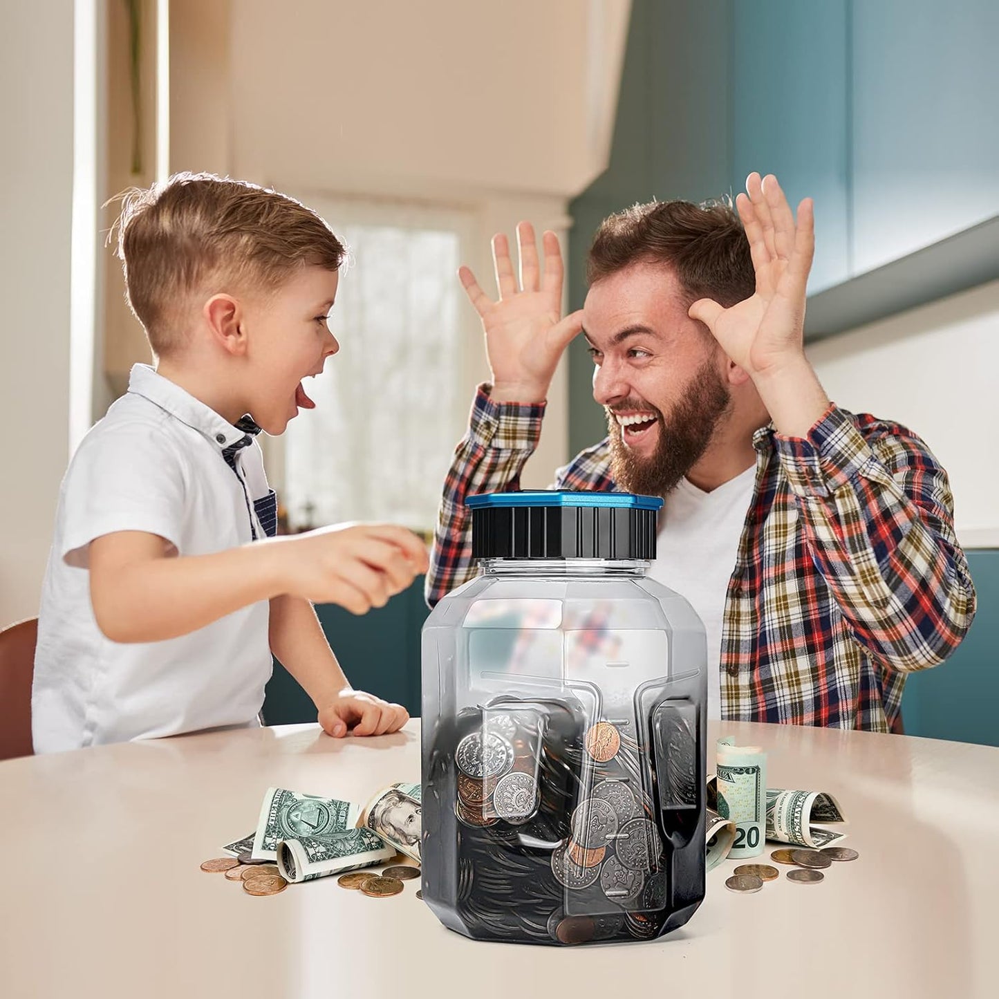X-Large Piggy Bank for Adults Kids, Vcertcpl Digital Coin Counting Bank with LCD Counter, 2.4L Capacity, Great Coin Counter Bank Money Counting Jar with Total Amount Displayed (Silver, X-Large)