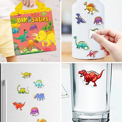 RUSON Reusable Sticker Book for Kids, 2 Sets Educational Learning Toys Travel Stickers Activity Books for Toddler Girls Boys Age 3+ Birthday Gifts - Vehicle & Dinosaur