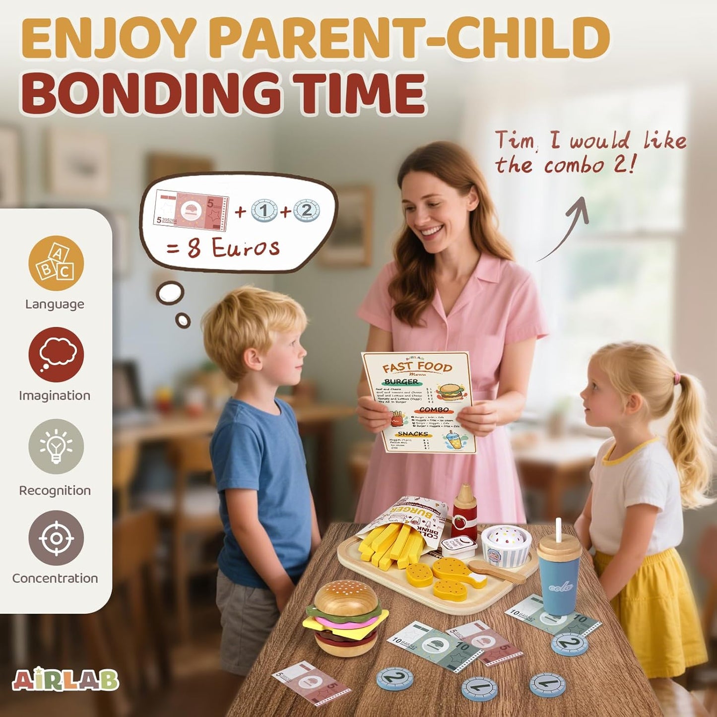Wooden Play Food for Toddlers Pretend Play Sets 3-5 Year Old Food Toy Kitchen Accessories Birthday Gift for 3 Year Old Girl Boy 2-4 Age 4 5 6 Wood Educational Toys