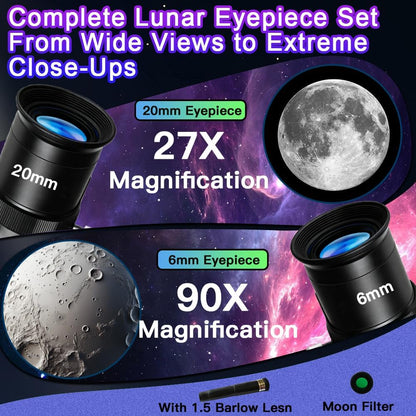 Telescope for Kids 60mm 90x Magnification with Sturdy Tripod, 2 Eyepieces & Finder Scope, 360mm Tube, STEM Astronomy Educational Gift for Boys & Girls 6-12