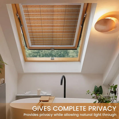 DKTIE Wooden Blinds Pattern Decorative Window Privacy Film, Sun Blocking Heat Control, Static Cling No Glue, with Installation Tools, Stained Glass Window Film (S531, 17.7" x 78.7")
