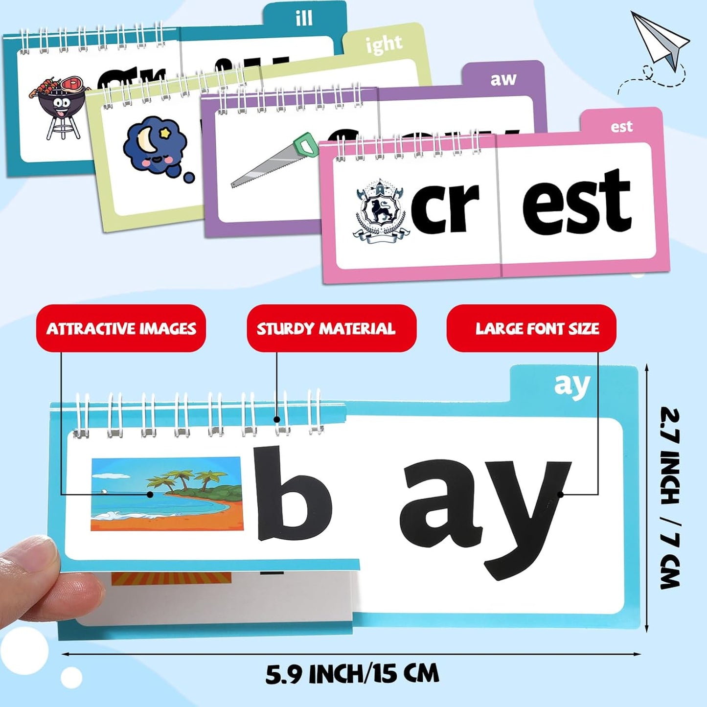 chiazllta 48 Word Family Build Book Spell Read and Rhyme Flip Activity Books ABC Vocabulary Flashcards Learn to Read Games Phonics Flashcards Kindergarten Sight Words Learning Activities for Kids
