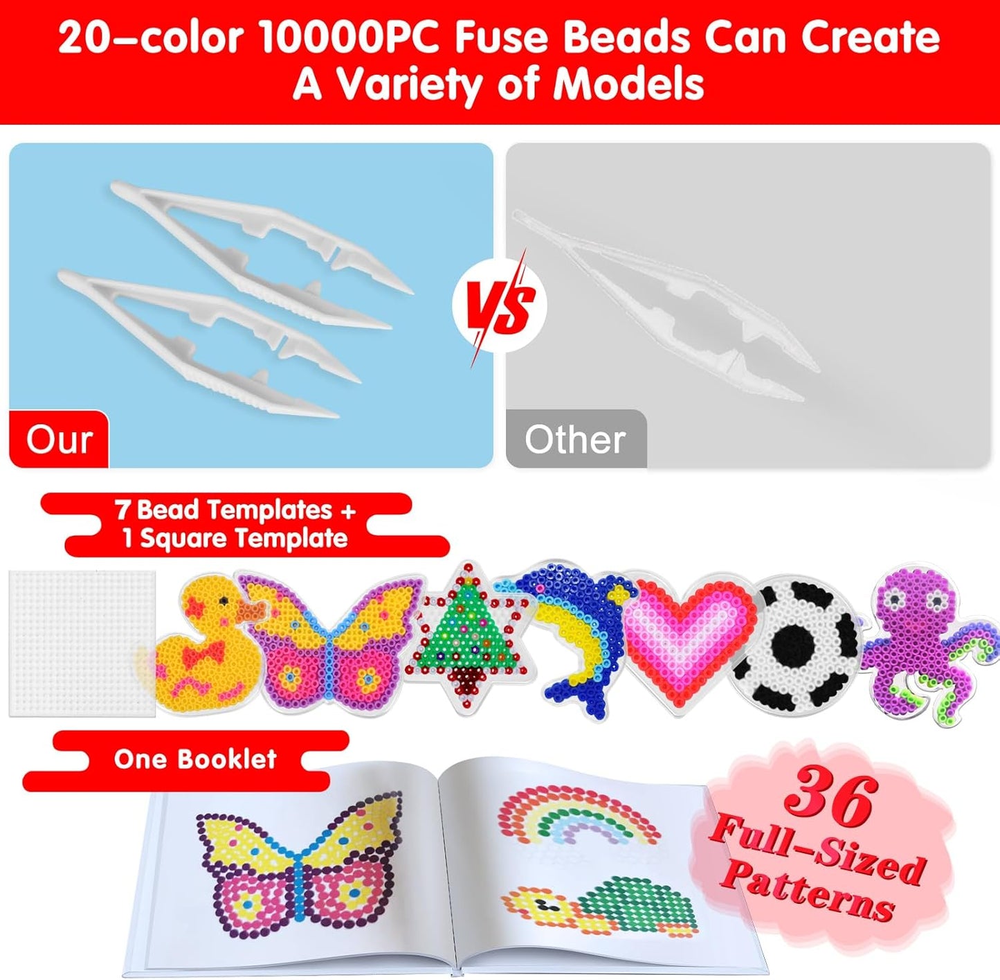 LULUETPUE Christmas Fuse Beads Kit, 7000PC 5MM Melty Beads Set, Iron Melting Bead Craft Kit with Pegboards,Ironing Paper, Arts and Crafts Set for Boys Girls Xmas Birthday