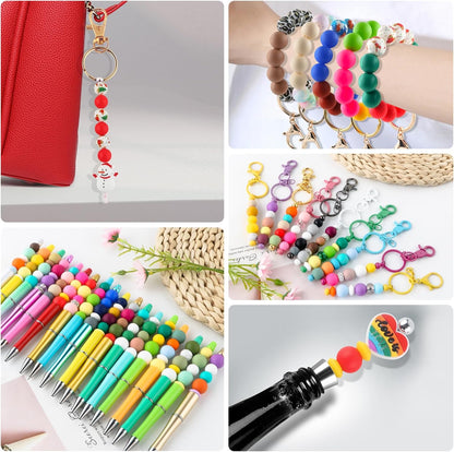 65Pcs 19mm Silicone Beads for Keychain Making Bracelet Necklace, Bulk Round Silicone Beads for Pens（Christmas Green） - Colors B