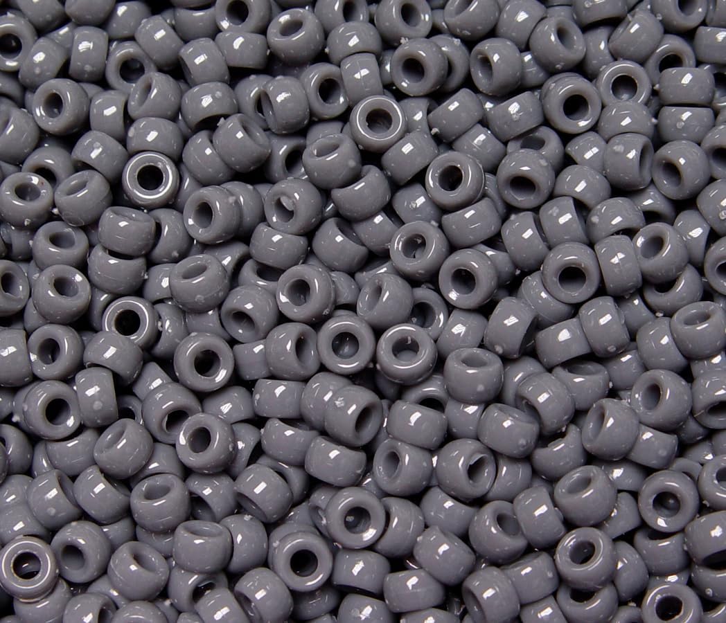 JOLLY STORE Crafts - Mini Pony Beads, Easy-to-Use Reusable Jewelry-Making/Bracelet Beads for Art, Craft Decorations & More, 6.5 x 4mm Beads, Crafted in The USA, Opaque Grey, 1000 pcs (Pack of 1)