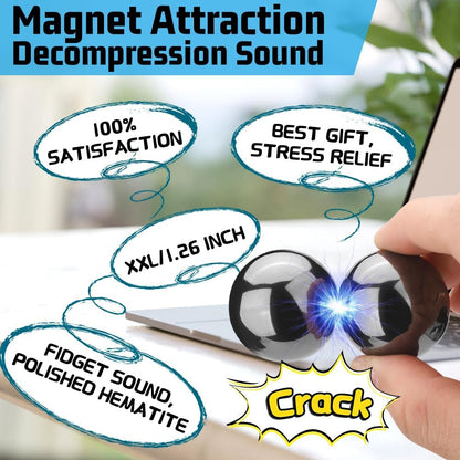 Umnodobn Magnet Slime Putty, Fidget Toy Ferrite Putty Beads, Hematite Magnetic Stones Eggs with 1.26 inch Magnet Balls, Cool Desk Toy, EDC Toy Science Kit Gift