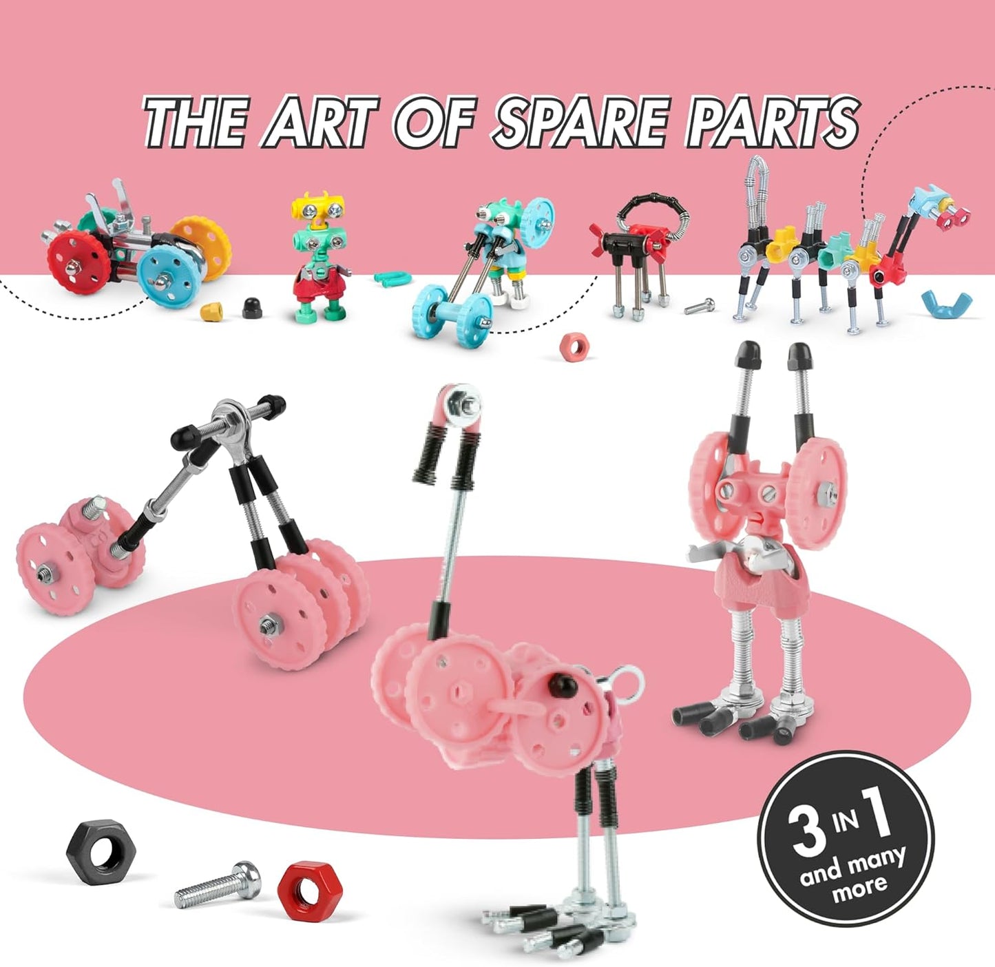 The Off Bits Erector Set: Animal Mini STEM Toys for Kids 6+, Toy Building Sets with Nuts & Bolts, STEM Building Toys Gifts for Boys and Girls (Blue Elephant)