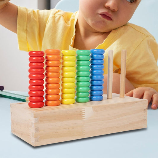Wooden Color Sorting Stacking Toys Educational for 1 Year Old Wear Resistant Hand Eye Coordination Colored Rings Game Set