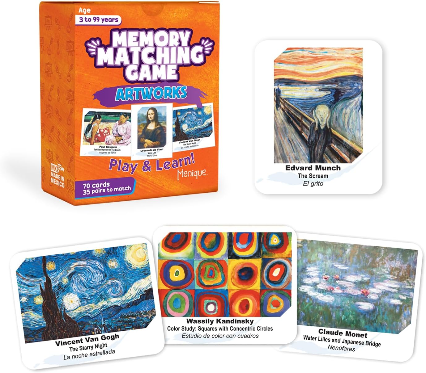 Menique Wild Animals Memory Matching Game – 80 Cards (40 Pairs) with Real Photos – Includes Educational Booklet with Animal Facts – Fun & Cognitive Game for Kids and Adults