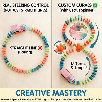 PREPHY Domino Train Toys Kids Games - Automatic Stacking Creative Game 3+ Year Old - Stem Montessori Toy for Boys 4-6 - Summer Autistic Christmas Birthday Gifts 5 6 Toddler Ages 4-8