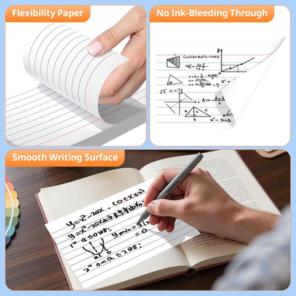Index Cards 3x5 Inches, 300 PCS, Colored Flash Cards With Ring, Punched Lined Study Card Ruled Flashcards Notecards, Ruled Front And Blank Back, Note Card for School, College And Home