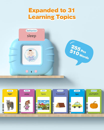 Airbition Talking Flash Cards for Toddlers 1 2 3 4 Year Olds, Montessori Language Learning Toys with 224 Words, Pocket Speech Therapy Toys, and Speech Development Educational Playthings for Children