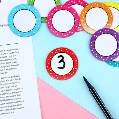 Outus 40 Pcs Numbers Magnetic Accents 2 Inch Round Whiteboard Magnets Writable Circle Blank Magnets for Office School Christmas Stocking Stuffers Gifts, 8 Colors(Color Set 1)