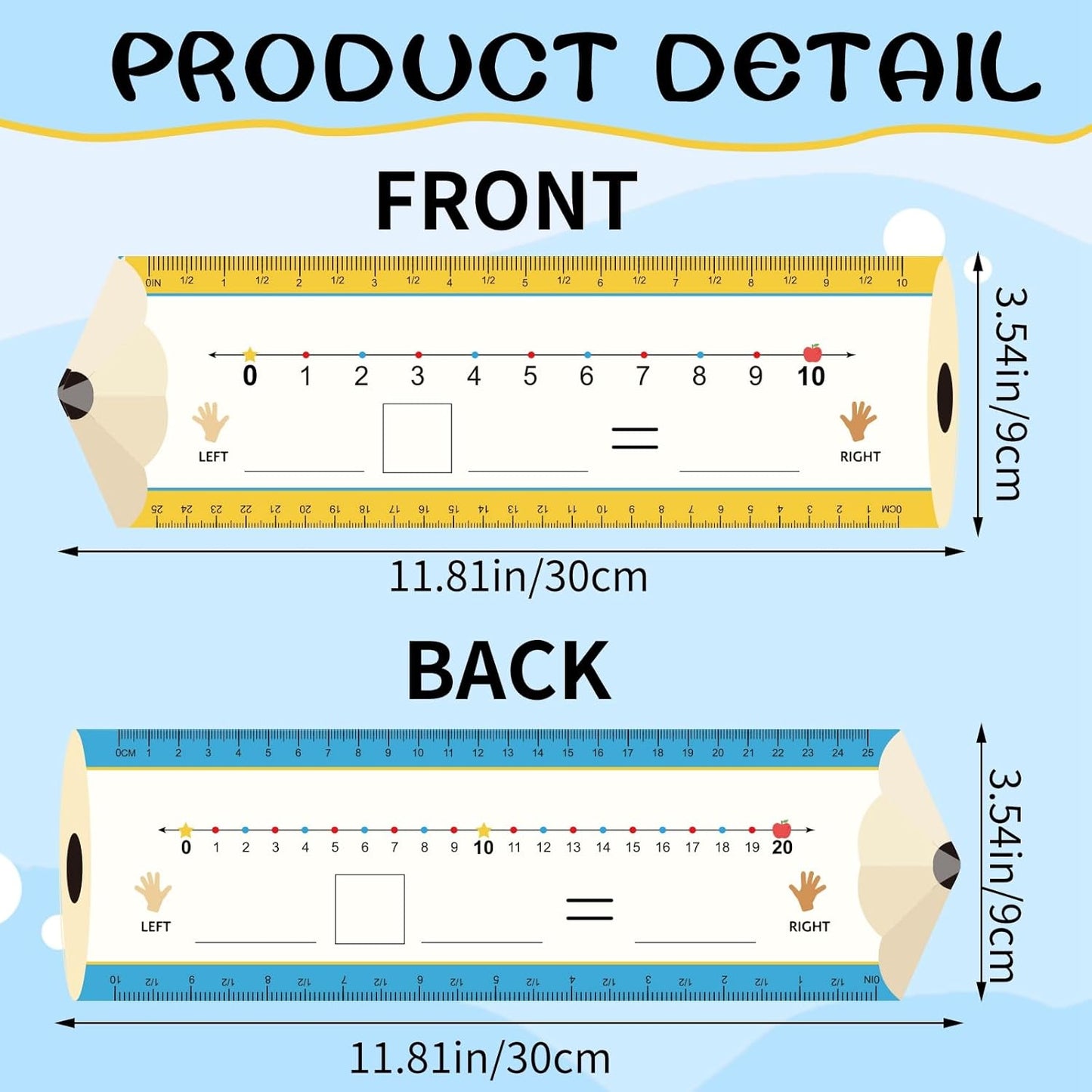 30Pcs Pencil Number Lines, Double Sided Number Lines for Students, 12x4Inch Erasable Number Line for Classroom Wall Home Teaching Supplies Must Haves